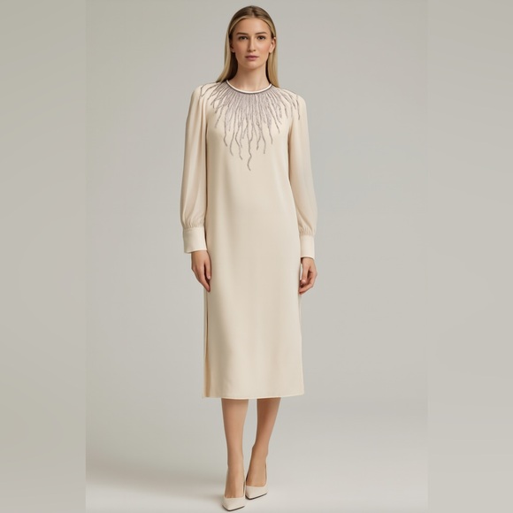 ❤️ New STUNNING ARGENTI NOTTE SILK TUNIC DRESS. Hand Beaded. Lined. Size: 6. - Picture 2 of 16